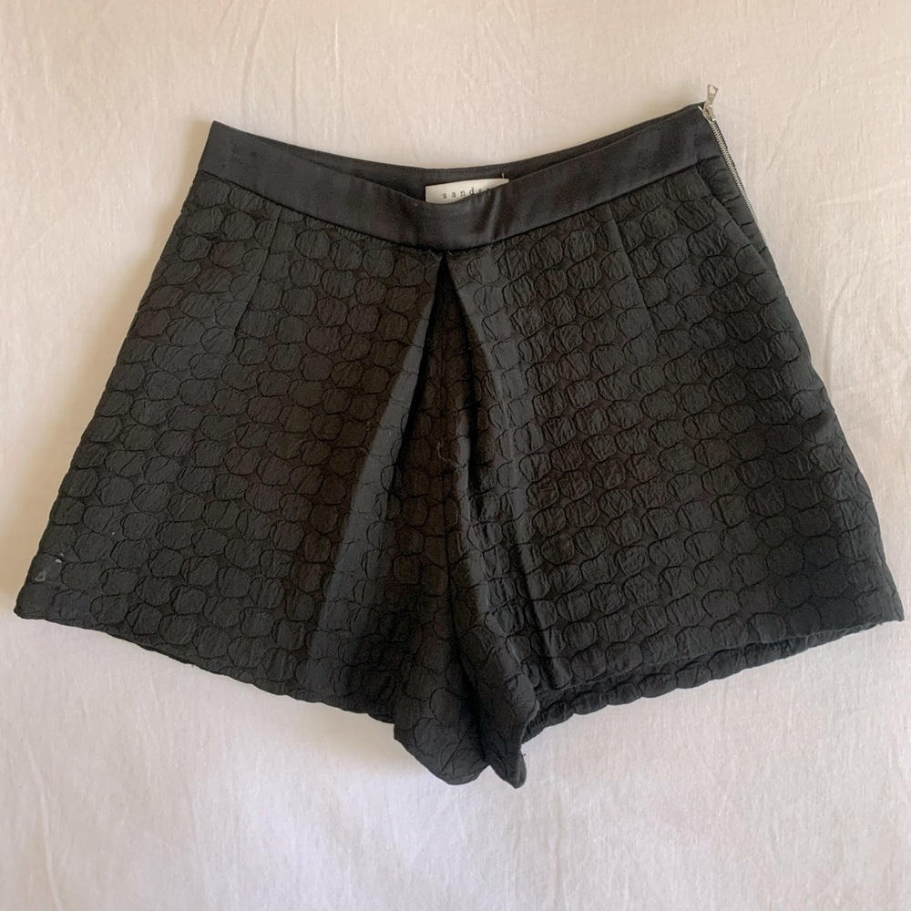 Sandro Paris Black textured high rise short